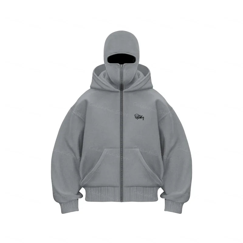 ALLACTIVITY™️Men's Balaclava Zip Hoodie Winter Warm Casual Sweatshirt with Hooded Face Mask Zipper Design Sports Jacket Outdoor Activities