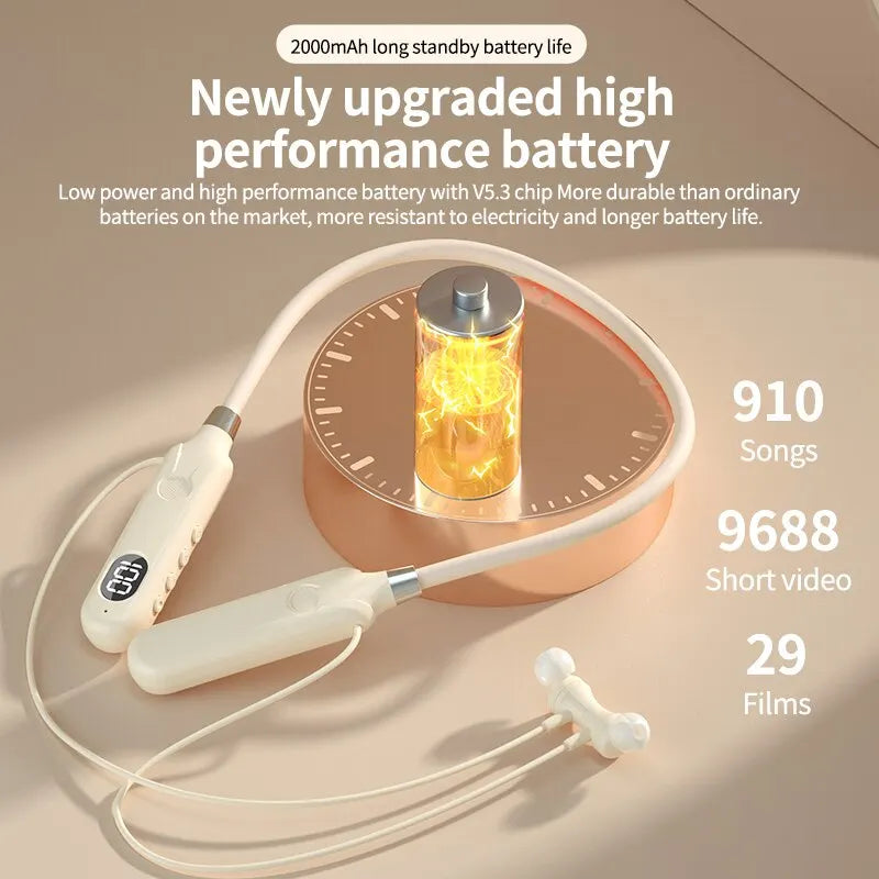 SWEET HEADPHONE SOUNDS™Neckband BT-12 Wireless Bluetooth Earphones Headphones Outdoor Sports Headset with Display Touch Control Earbuds for Music