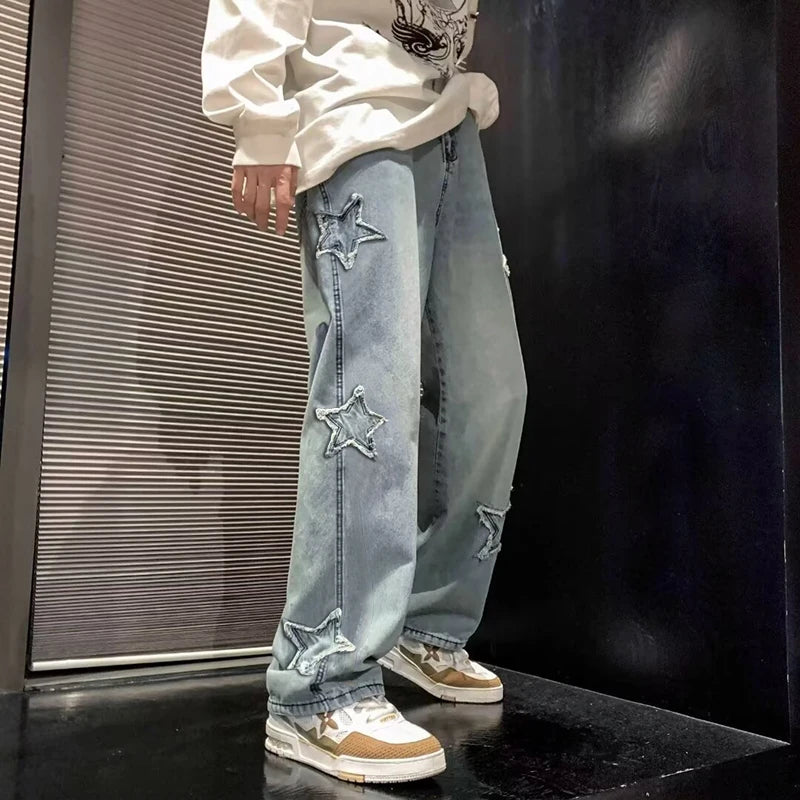 LOOSE AS A GOOSE™ |NEW Y2K Star Patchwork Jeans for Any Gender, Streetwear Y2K Style