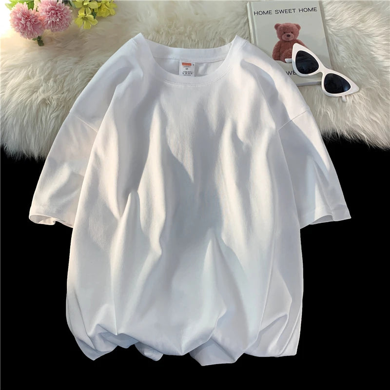 URBANEDGE™ Oversized Summer Short Sleeve Men's T Shirt New Fashion Solid Color Loose Fit O-Neck Casual Cotton Top Hip Hop Streetwear Baggy Tees Plus Size 5XL