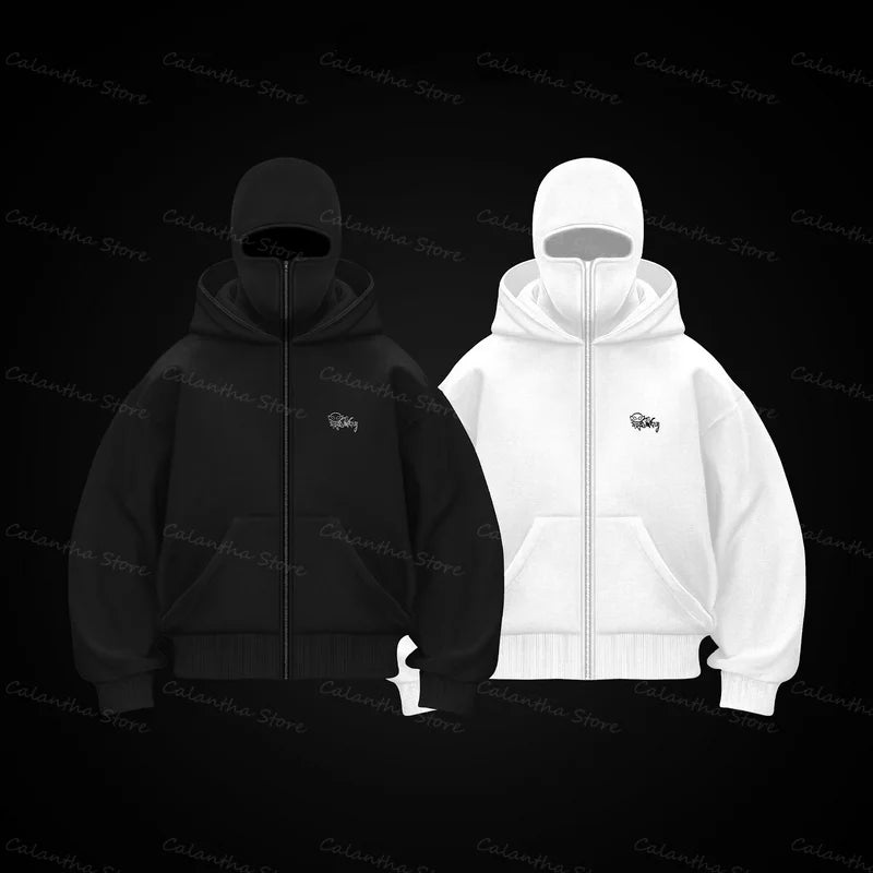 ALLACTIVITY™️Men's Balaclava Zip Hoodie Winter Warm Casual Sweatshirt with Hooded Face Mask Zipper Design Sports Jacket Outdoor Activities