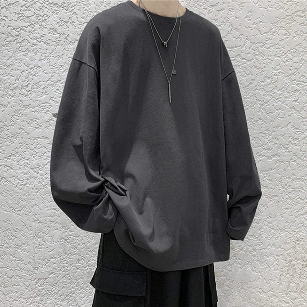 COTTOFLEX™ Oversize Cotton Long Sleeve Unisex T-Shirt Casual Pure Color Top for Men and Women
