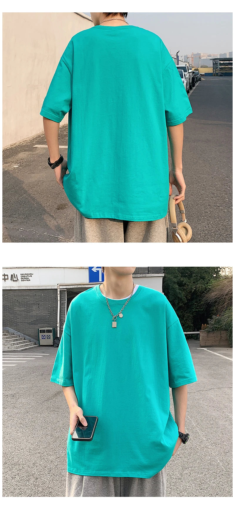 URBANEDGE™ Oversized Summer Short Sleeve Men's T Shirt New Fashion Solid Color Loose Fit O-Neck Casual Cotton Top Hip Hop Streetwear Baggy Tees Plus Size 5XL