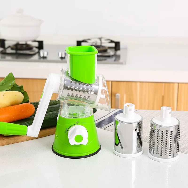 X Y Z ™ HOME   Rotary cheese Grater, Kitchen Shredder 3 in 1 Vegetable Slicer Manual Kitchen Accessories Grater for Vegetable Cutter Round Chopper Mandolin Shredder Potato Home Kitch.
