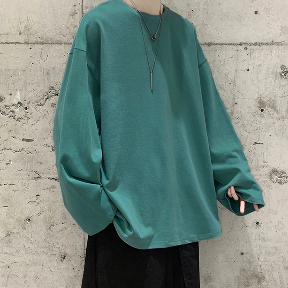 COTTOFLEX™ Oversize Cotton Long Sleeve Unisex T-Shirt Casual Pure Color Top for Men and Women