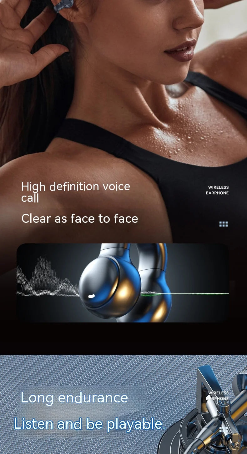 TURNIT UP HEASDPHONES™ Wireless Ear Clip Headphones Bluetooth 5.3 Ear Clip On Ear Gaming Headsets Noise Canceling Sport Earphones