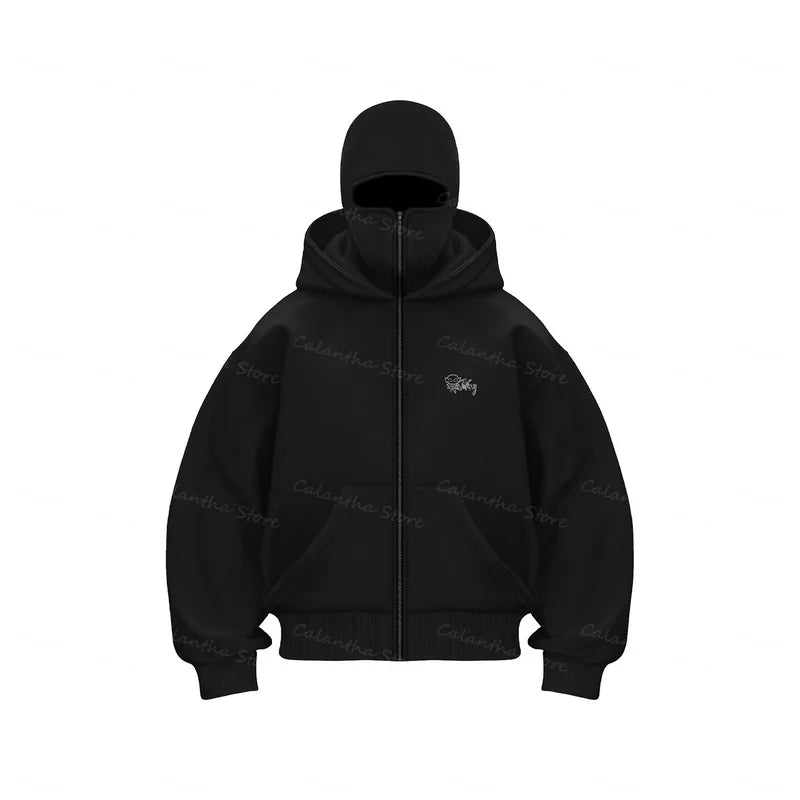 ALLACTIVITY™️Men's Balaclava Zip Hoodie Winter Warm Casual Sweatshirt with Hooded Face Mask Zipper Design Sports Jacket Outdoor Activities