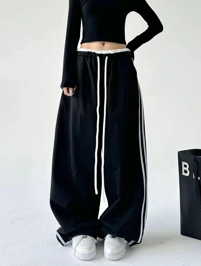 STYLER™️NEW 2025 Women Sweatpants Fashion Streetwear Oversized All Match Wide Leg Pants High Waist Patchwork Casual Straight Trousers