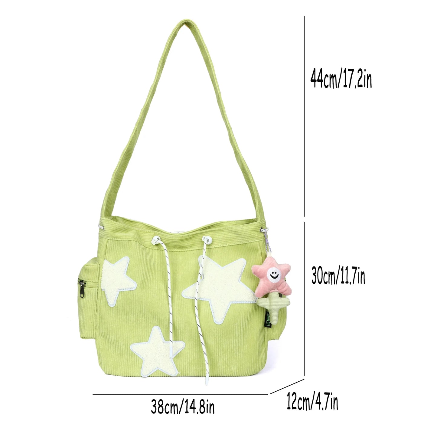 STARLOOM™ Simple Star Pattern Large Tote Bag, Corduroy Drawstring Shoulder Bag, Cute Tote Canvas Bag
