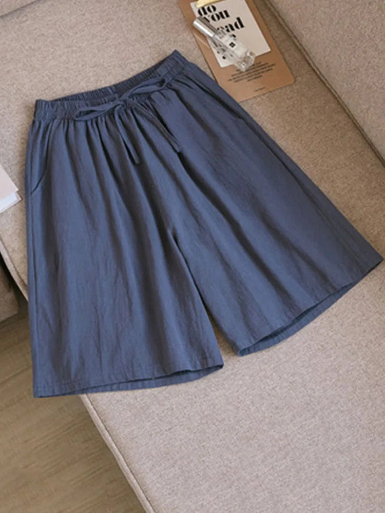 DOZW™️GIRL, Women shorts Summer Casual Solid Cotton Linen shorts high waist loose shorts for girls Soft Cool female shorts M-3XL