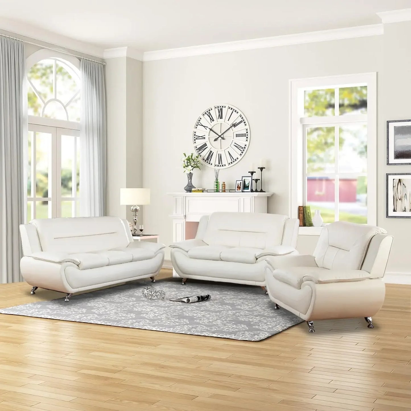 CUSHINA ™ Sofa, Leather Sofa Set, Leather Sofas Set for Living Room Furniture Sets, Loveseat Sofa with Chair 3-Piece for Living Room