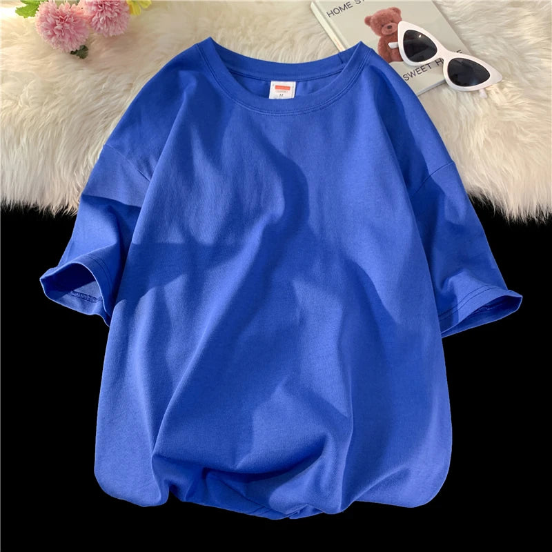 URBANEDGE™ Oversized Summer Short Sleeve Men's T Shirt New Fashion Solid Color Loose Fit O-Neck Casual Cotton Top Hip Hop Streetwear Baggy Tees Plus Size 5XL