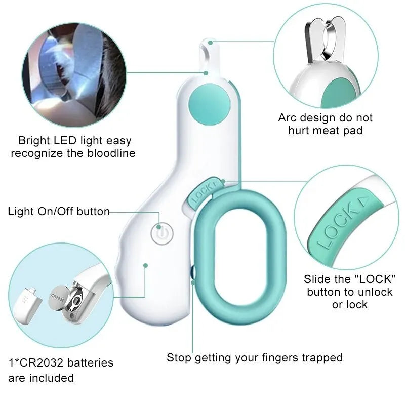 PURUCLIPPING™ LED Light Cat/Dog Nail Clipper, Professional Pet Claw Clipper/Trimmer with Safety Lock