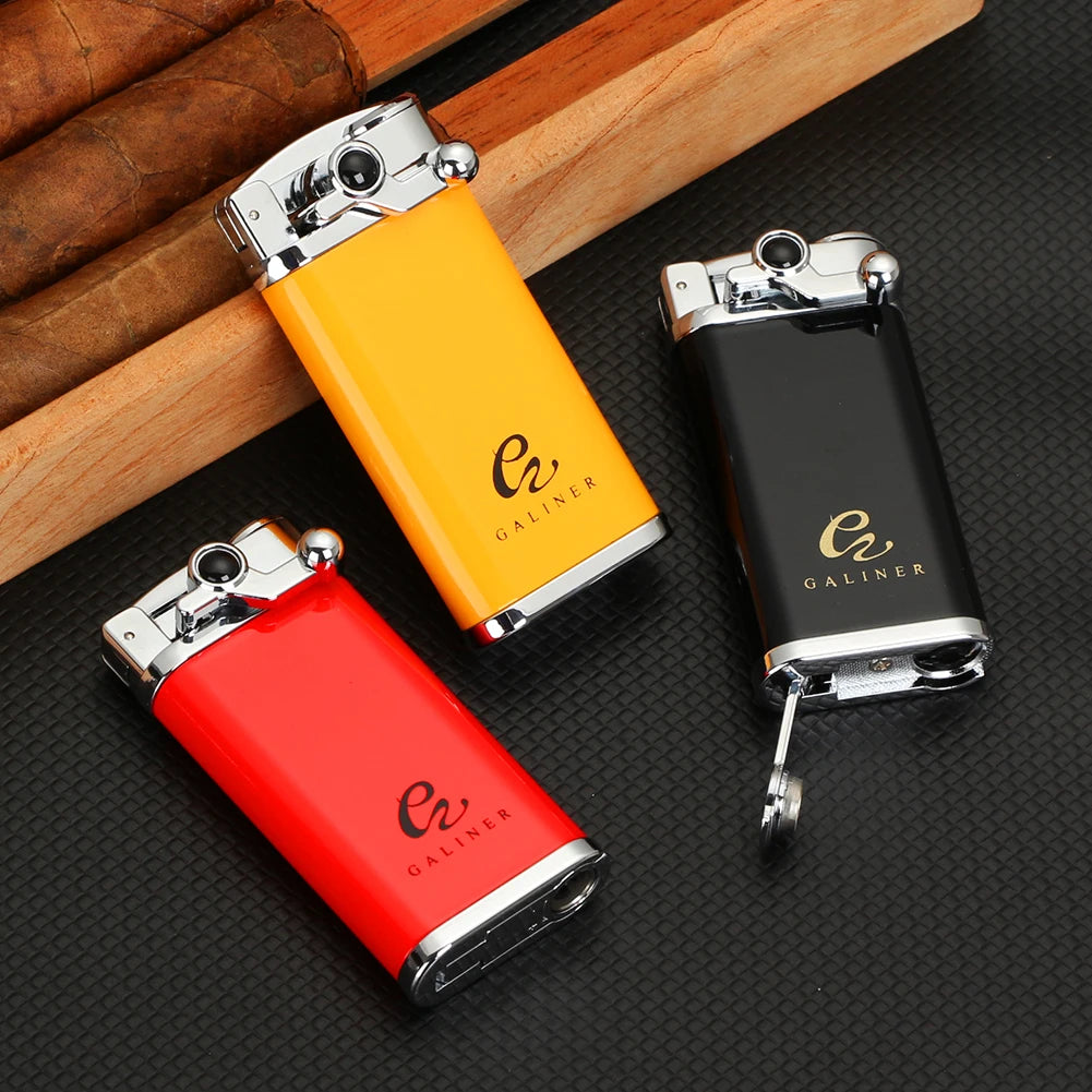 GALINER™ Jet Cigar Lighter Torch Flame Lighters Smoking Accessories Cigar Punch Metal Butane Lighter Gas Refill