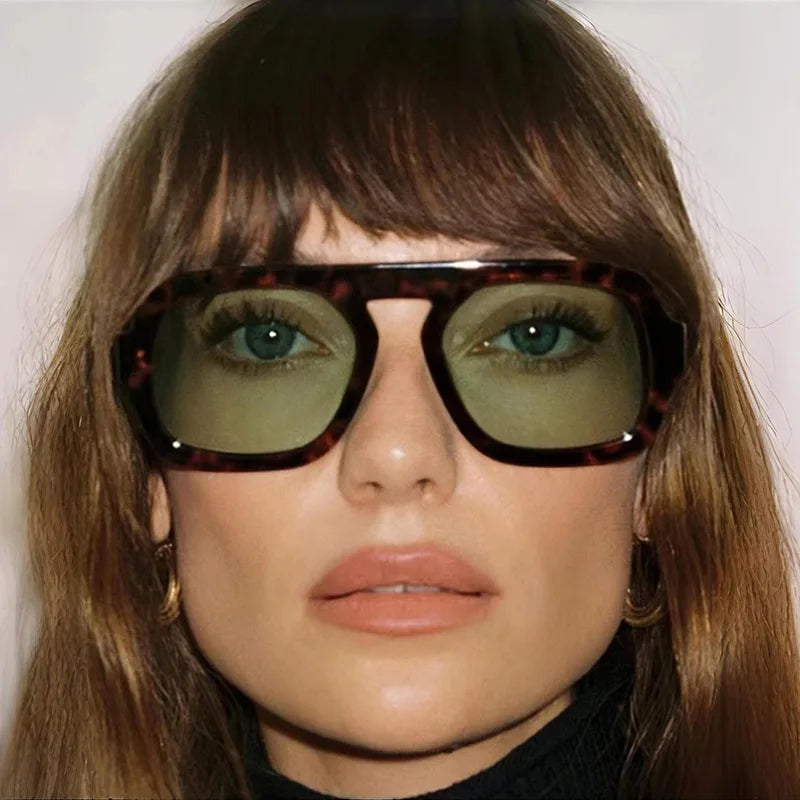 ARVINE™️Retro Pilot Square Sunglasses Lady Fashion Simple Ins Black Tea Sunglasses for Women Men Trending Outdoor Casual Shades UV400