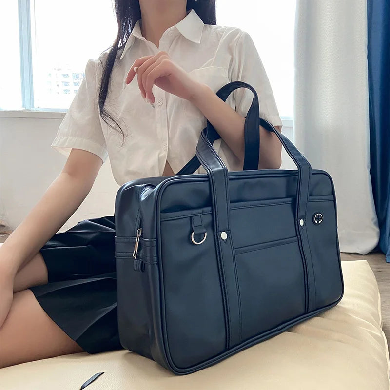 STUDENT JK™ | Waterproof PU Leather Shoulder & Backpack – Unisex Uniform Bag for School, Work & Official Documents