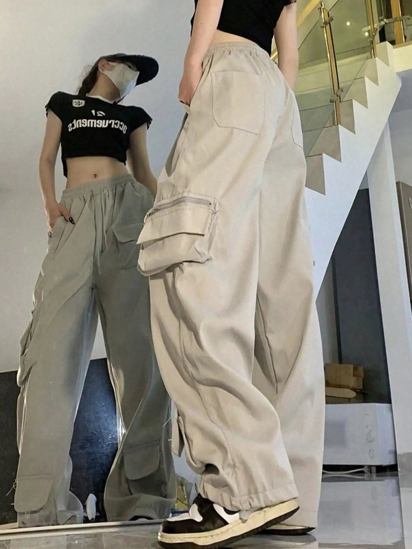 CARGOSENSE ™|2025 New Women's Loose Parachute Pants - High Waist Drawstring Y2k Casual Workwear/Hiking Sweatpants (Warm Xmas/New Year Gift)..