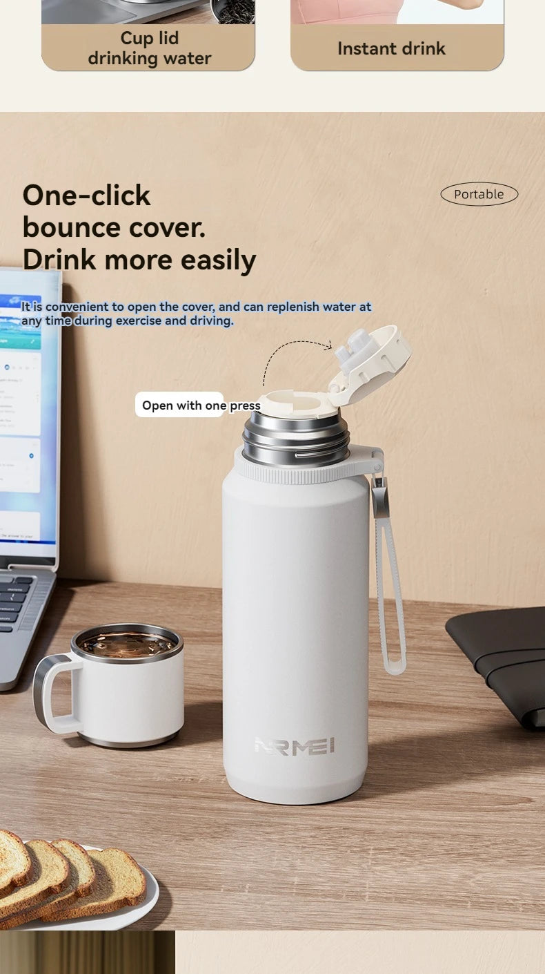CUPGO™ |1.5L Thermos Water Bottle, Stainless Steel, Vacuum Flask, Perfect for Hot Coffee/Tea/Water, Heat Preservation Bottle, drinkware, Keeps Cold and Warm