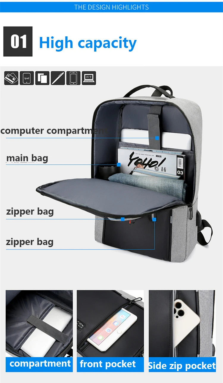 GO Gear; Waterproof Backpack Men /woman/business  USB School Backpacks 15.6 Inch Laptop Backpack Large Capacity Bagpacks for Men Back Pack Bags