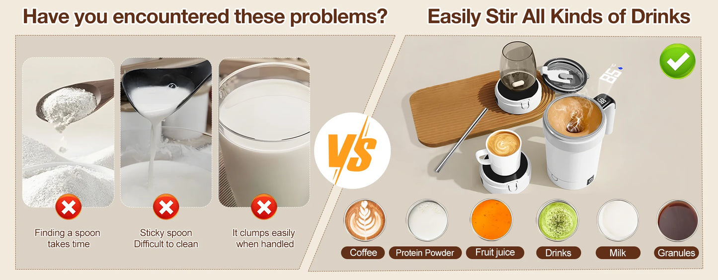 HUG IN A MUG™ |Automatic Stirring Cup, Rechargeable, Magnetic Mixer, Stainless Steel Coffee Mug