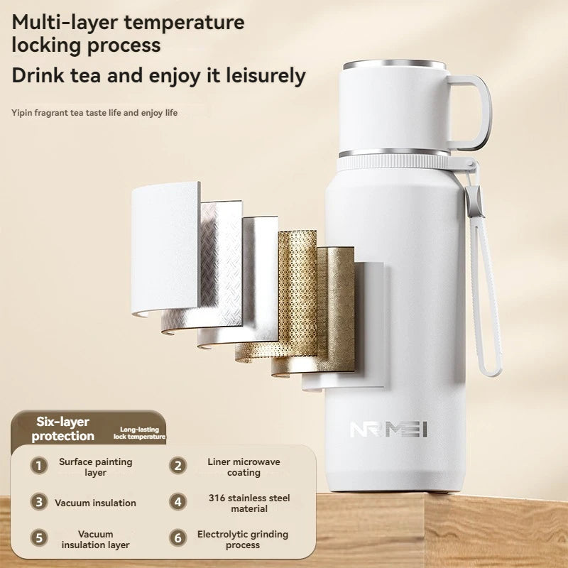 CUPGO™ |1.5L Thermos Water Bottle, Stainless Steel, Vacuum Flask, Perfect for Hot Coffee/Tea/Water, Heat Preservation Bottle, drinkware, Keeps Cold and Warm