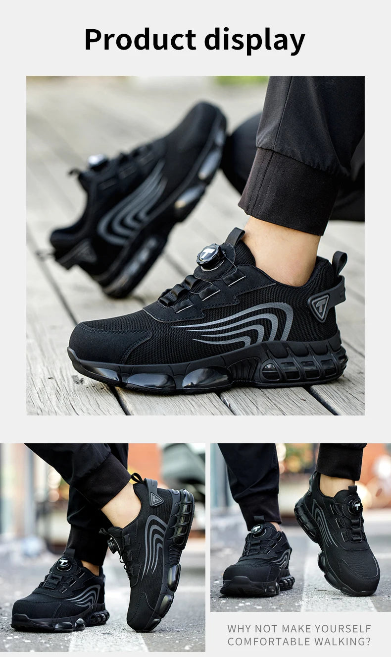 IRONSTEP™ | Men’s Rotary Button Work Shoes – Steel Toe, Anti-Puncture, Lightweight Sport-Style Footwear