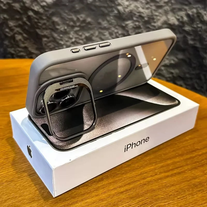 Luxury ™️new 2025 Magnetic Shockproof Phone Case For iPhone 16 15 14 13 12 11 Pro Max 16 Plus For Magsafe Stand Glass Lens Protector Cover