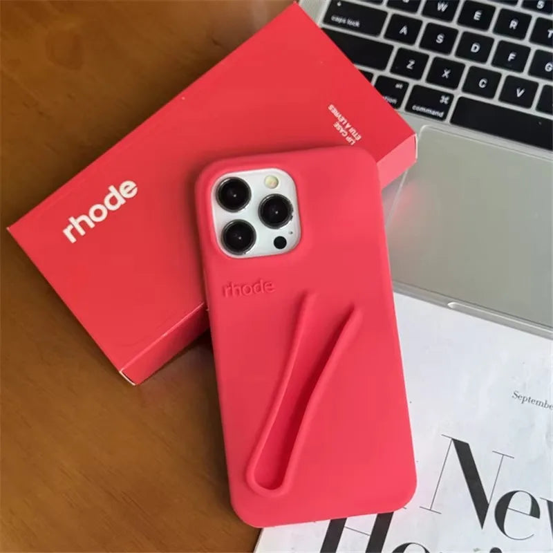 RHODE MYCASE ™ Lipstick Soft Silicone DIY Rhode Phone Case For iPhone 16 15 14 13 12 11 Pro Max Plus Portable Lip Gloss Holder Ins Hot Cover