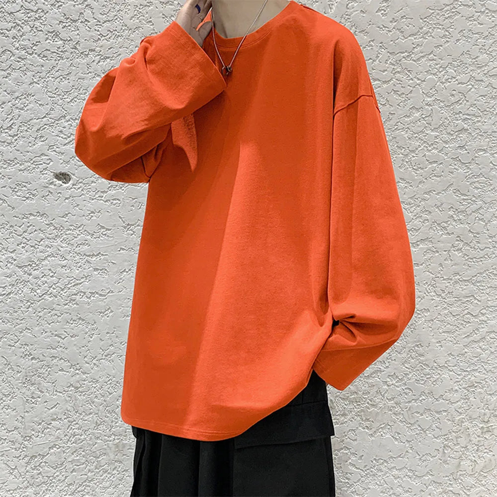 COTTOFLEX™ Oversize Cotton Long Sleeve Unisex T-Shirt Casual Pure Color Top for Men and Women