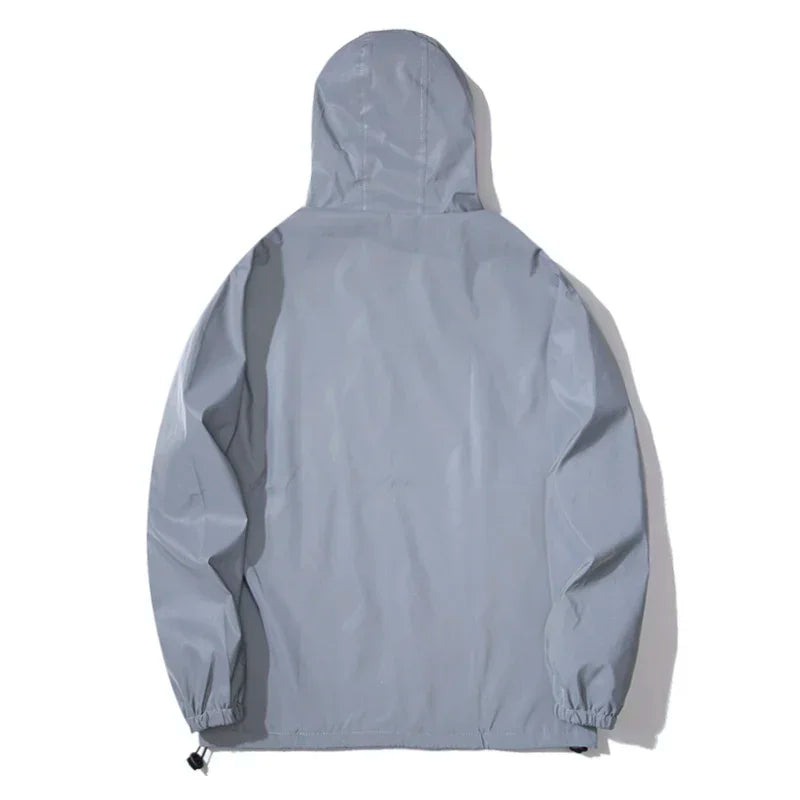 MIDNIGHT™ New Couple Night Reflective Clothing Solid Color Jacket Polyester Student Male Class Uniform Trendy Luminous Dancer Jacket
