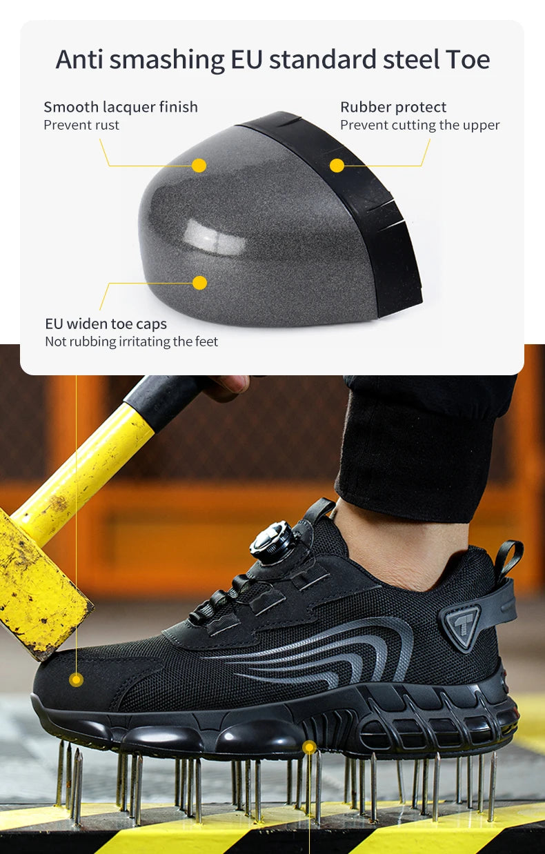 IRONSTEP™ | Men’s Rotary Button Work Shoes – Steel Toe, Anti-Puncture, Lightweight Sport-Style Footwear