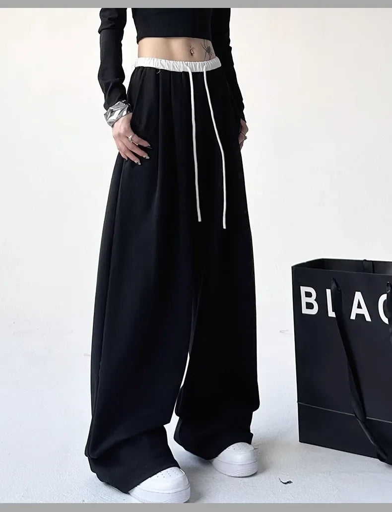 Style™️ High-Waisted Loose-Fit Sweatpants For Women New Patchwork Casual Straight Trousers