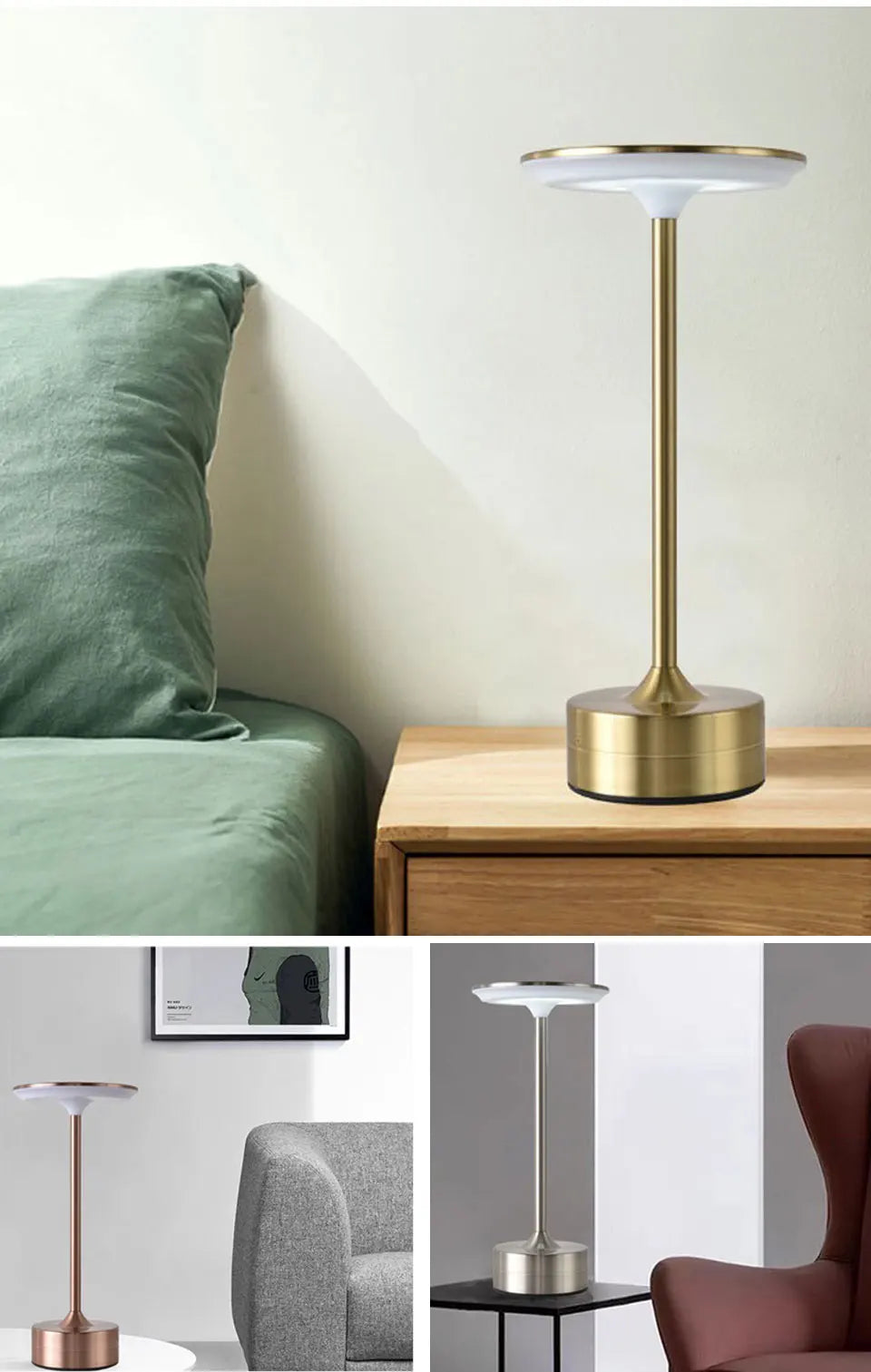 FEIE™ |LED Table Lamp, Touch Sensor Night Light, USB, Rechargeable Portable Bedroom Night Light, Wireless Reading Lamp