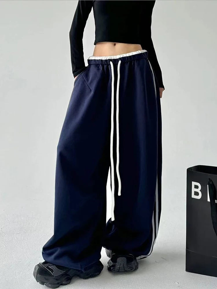 STYLER™️NEW 2025 Women Sweatpants Fashion Streetwear Oversized All Match Wide Leg Pants High Waist Patchwork Casual Straight Trousers
