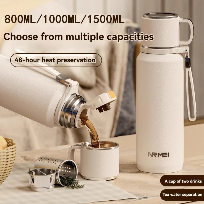 CUPGO™ |1.5L Thermos Water Bottle, Stainless Steel, Vacuum Flask, Perfect for Hot Coffee/Tea/Water, Heat Preservation Bottle, drinkware, Keeps Cold and Warm