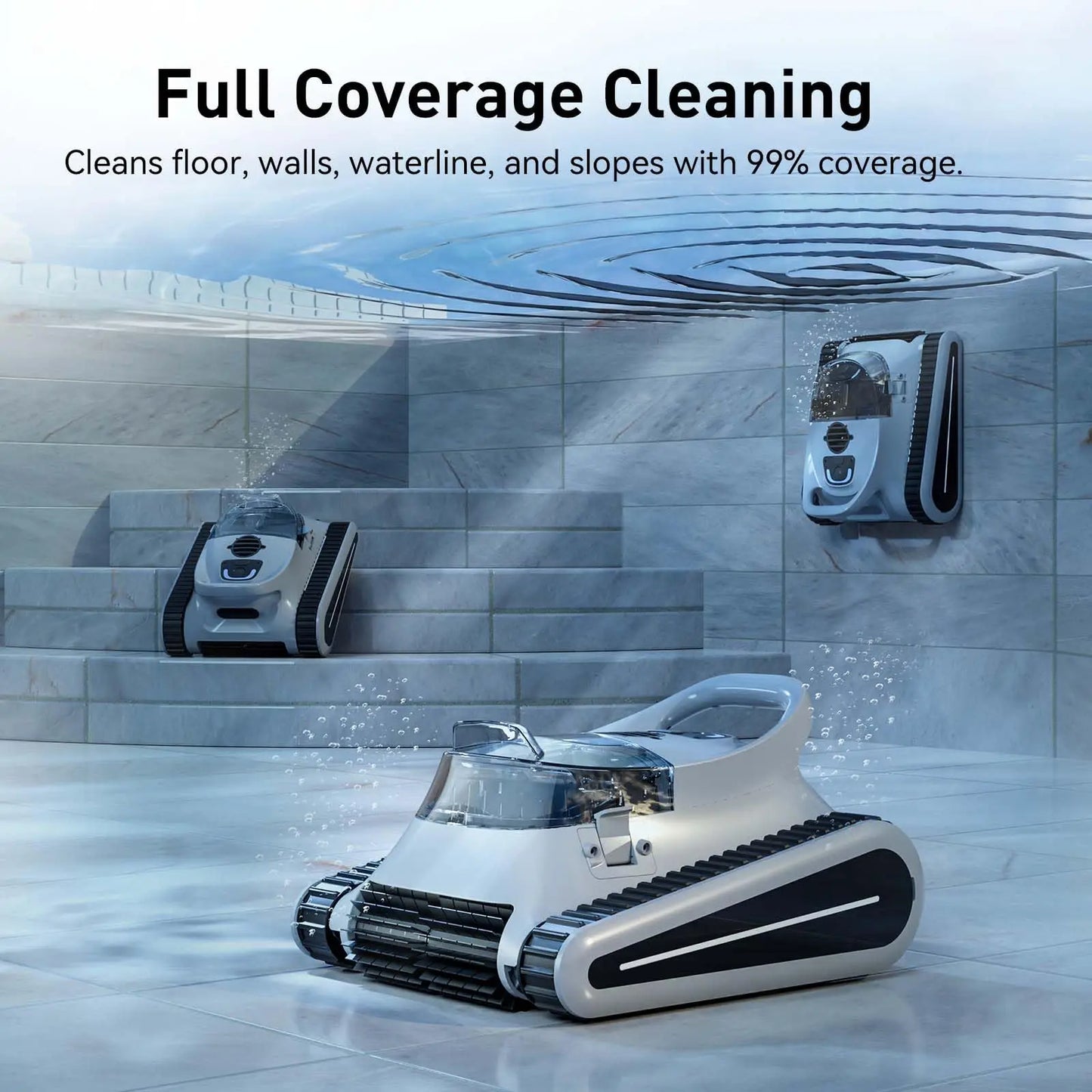 2025 New Robotic Pool Cleaner Seauto Crab Pro Cordless Robotic Cleaner, for Inground Pools up to 2000 Sq. ft, all and Waterline Cleaning Vacuum