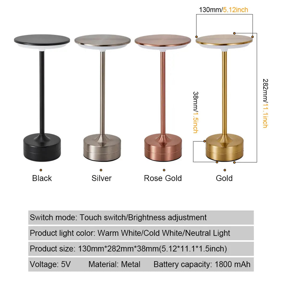 FEIE™ |LED Table Lamp, Touch Sensor Night Light, USB, Rechargeable Portable Bedroom Night Light, Wireless Reading Lamp