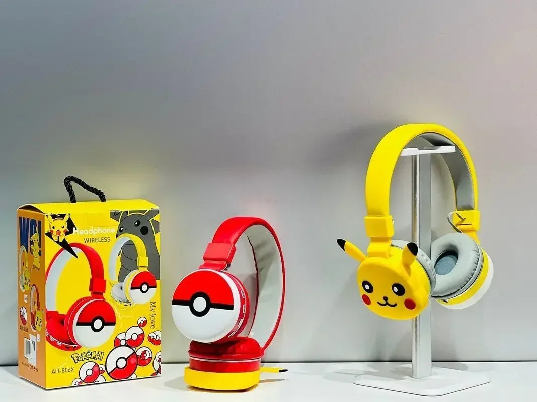 POKE HEADPHOES™ NEW Anime Pokemon Pikachu Bluetooth Headphone Wireless Headsets Cartoon Stereo Headset Earphone With Mic Hottie Fashion Gifts