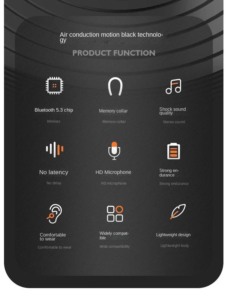 NIGHT NOTE™ HEADPHONES Wireless Bluetooth 5.3 Headphones   Stereo Earbuds Bone Conduction Neckband Earphones Sports Over Ear Headset with Mic