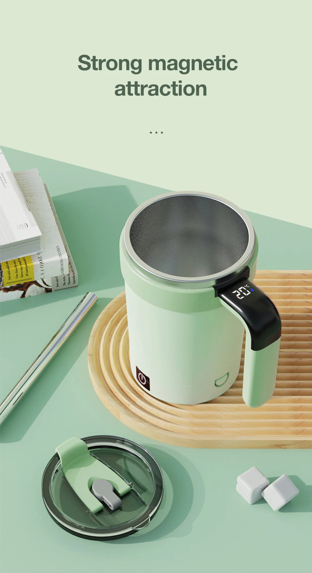 HUG IN A MUG™ |Automatic Stirring Cup, Rechargeable, Magnetic Mixer, Stainless Steel Coffee Mug