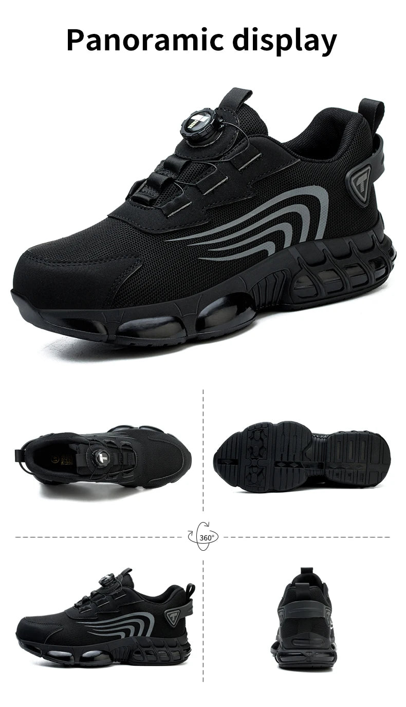 IRONSTEP™ | Men’s Rotary Button Work Shoes – Steel Toe, Anti-Puncture, Lightweight Sport-Style Footwear