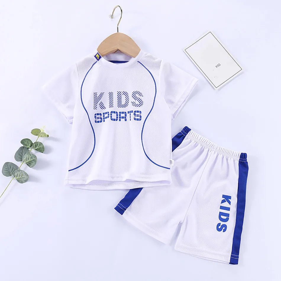 TINYSTAR™️ T Shirt Shorts Boy Girl Summer Quick Drying Tops Bottoms Kids 2 Pcs Clothing Set Children Sleepwear Football Sport Clothes,