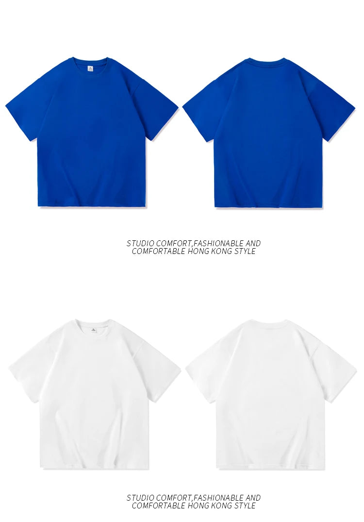 URBANEDGE™ Oversized Summer Short Sleeve Men's T Shirt New Fashion Solid Color Loose Fit O-Neck Casual Cotton Top Hip Hop Streetwear Baggy Tees Plus Size 5XL
