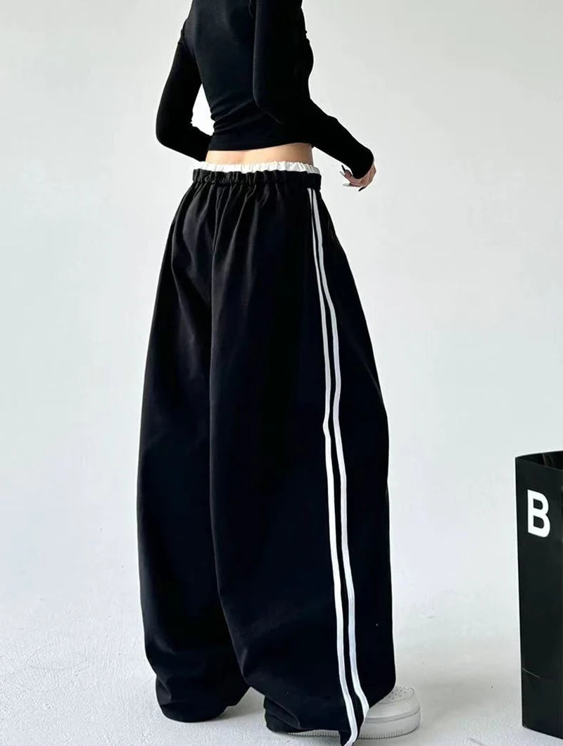 STYLER™️NEW 2025 Women Sweatpants Fashion Streetwear Oversized All Match Wide Leg Pants High Waist Patchwork Casual Straight Trousers