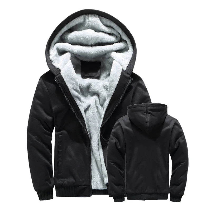 COZY ™ Winter Jacket Men Warm Coat Thick Fleece Male Zipper Hooded Jackets Casual Hooded Sportswear Outerwear Long Sleeves Sports Hoody