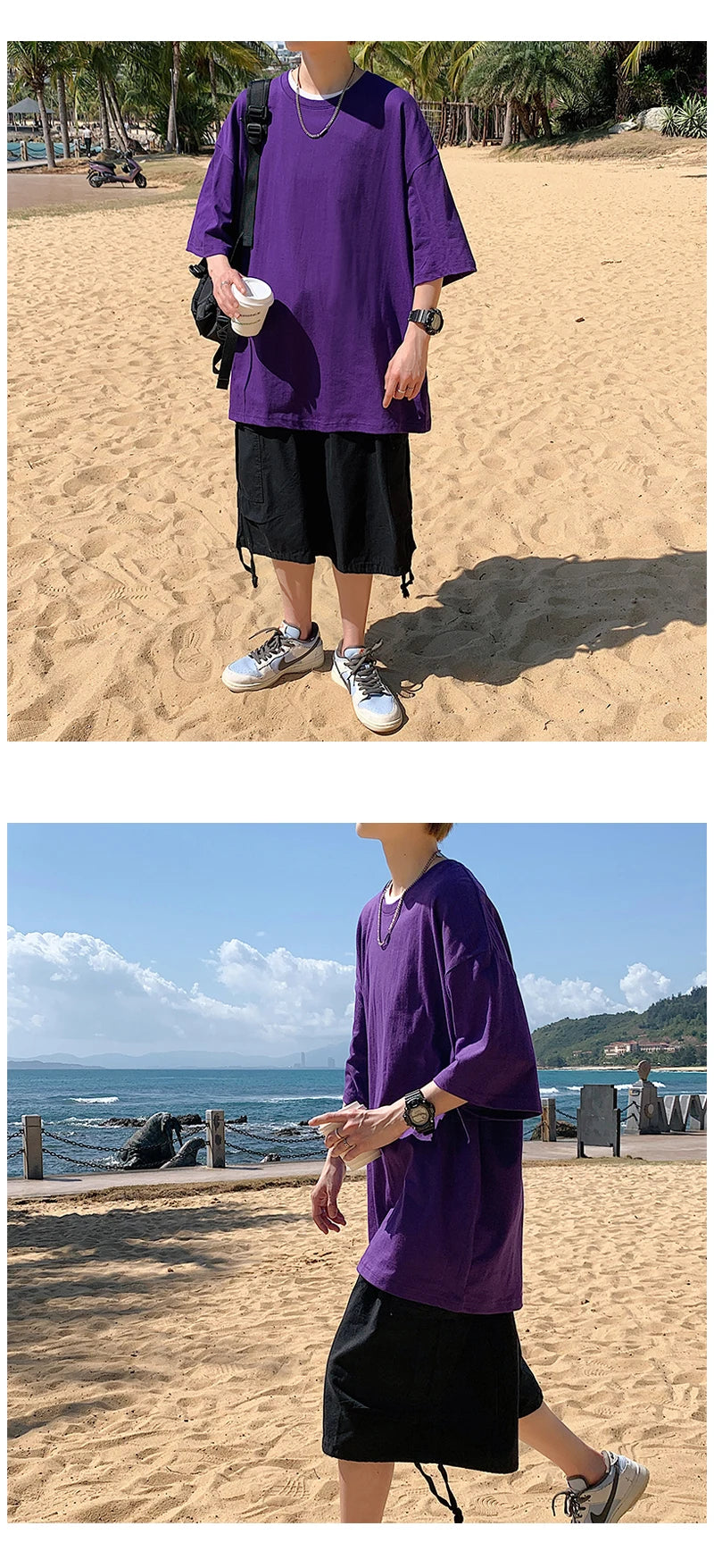 URBANEDGE™ Oversized Summer Short Sleeve Men's T Shirt New Fashion Solid Color Loose Fit O-Neck Casual Cotton Top Hip Hop Streetwear Baggy Tees Plus Size 5XL