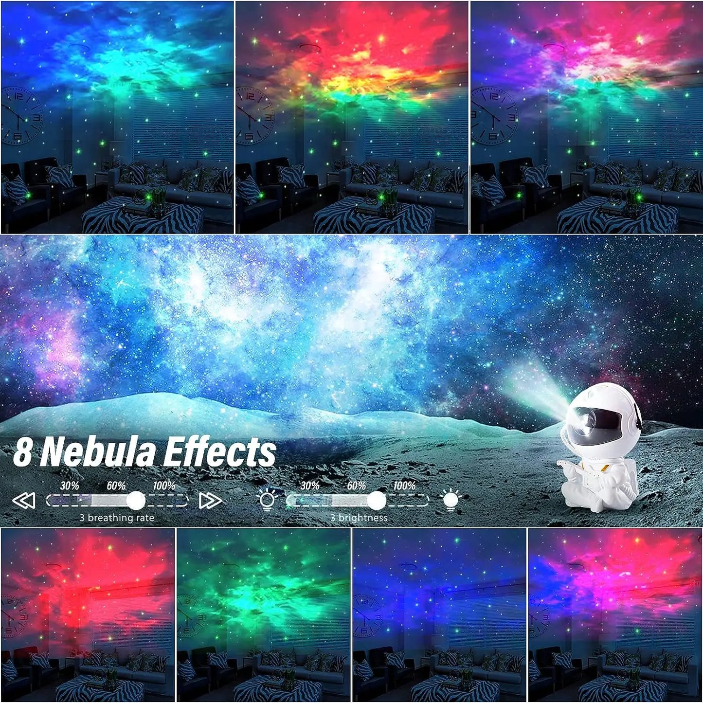 Shine™ Star Projector Galaxy Night Light Astronaut Space Projector Starry Nebula Ceiling LED Lamp for Bedroom Home Decorative kids gift