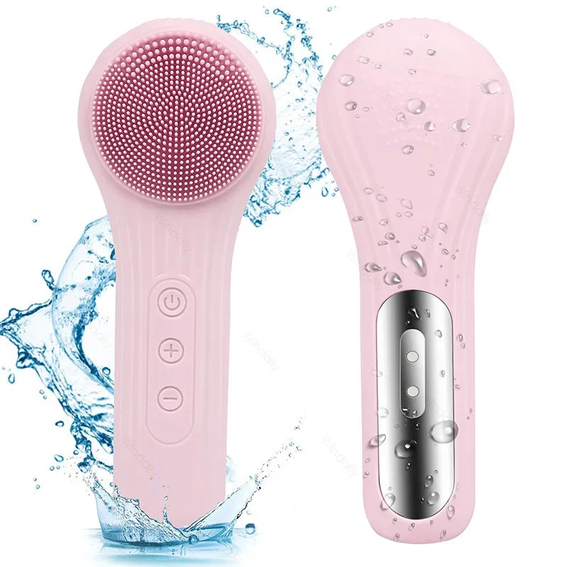 OXIFACE ™ Sonic IPX7 Waterproof Facial Cleaning Brush Device Silicone Face Scrubber Exfoliator Cleaner Vibration Massager Deep Cleaning, waterproof & rechargeable