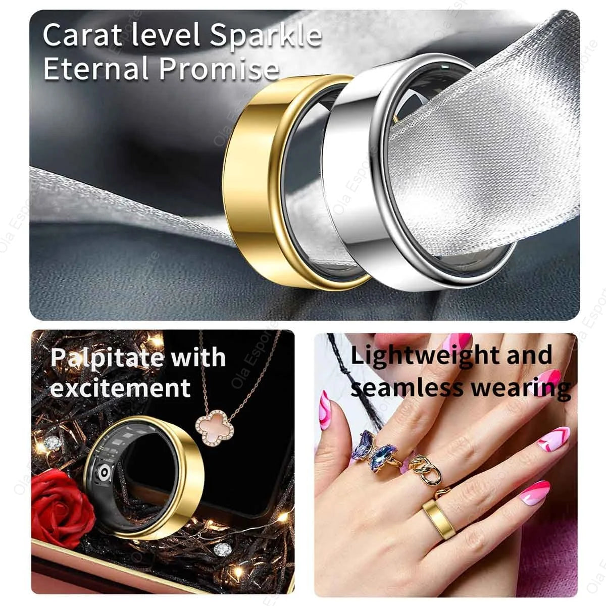 XIAOMI™ | 2025 New Smart Ring for Men and Women, Heart Rate and Blood Oxygen Monitor Smart Ring IP68 & 5ATM, Waterproof, Includes Multi-sport Mode