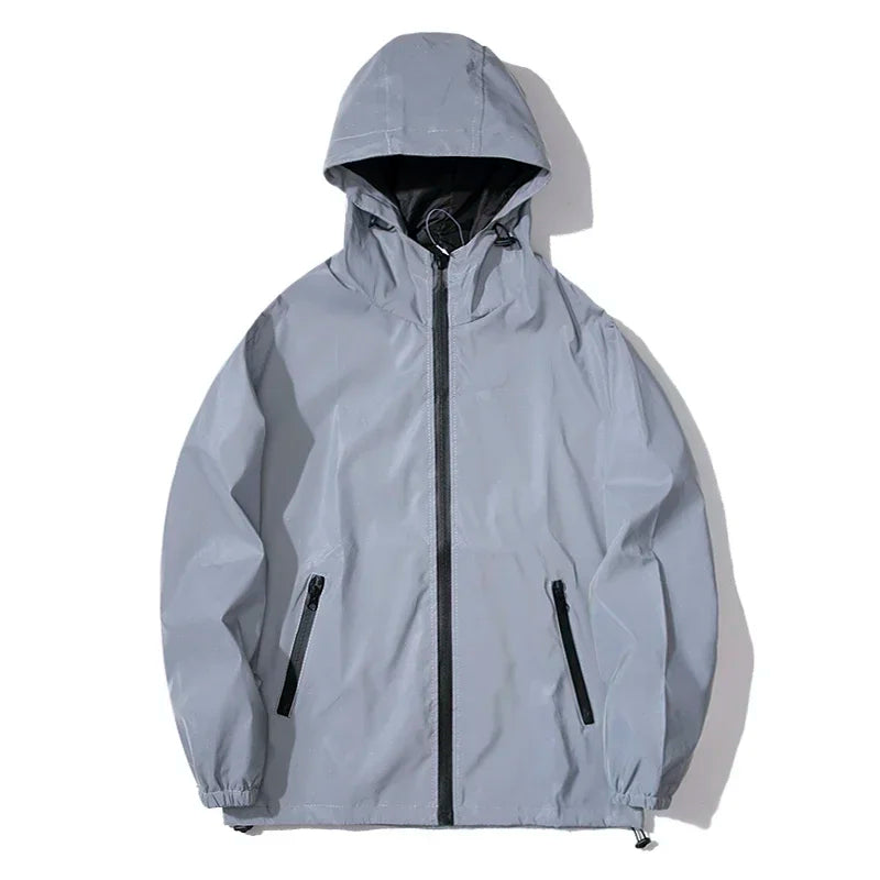 MIDNIGHT™ New Couple Night Reflective Clothing Solid Color Jacket Polyester Student Male Class Uniform Trendy Luminous Dancer Jacket